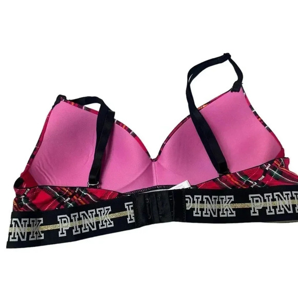 Pink Victoria’s Secret red plaid wear anywhere lightly lined bra size 34A - Picture 7 of 12